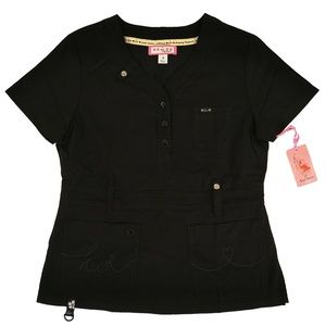 Koi Scrub Top 321-002 Y-Neck Black Kendall